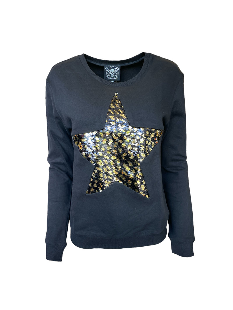 Any Old Iron Women's Leopard Large Star Sweatshirt