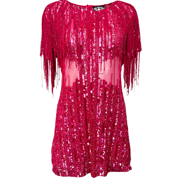 pink sequin fringe dress Any Old Iron Pinky Dress XL