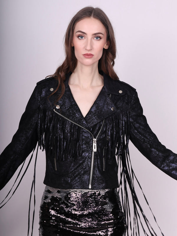 Any Old Iron Super Starstruck Fringe Moto Jacket
