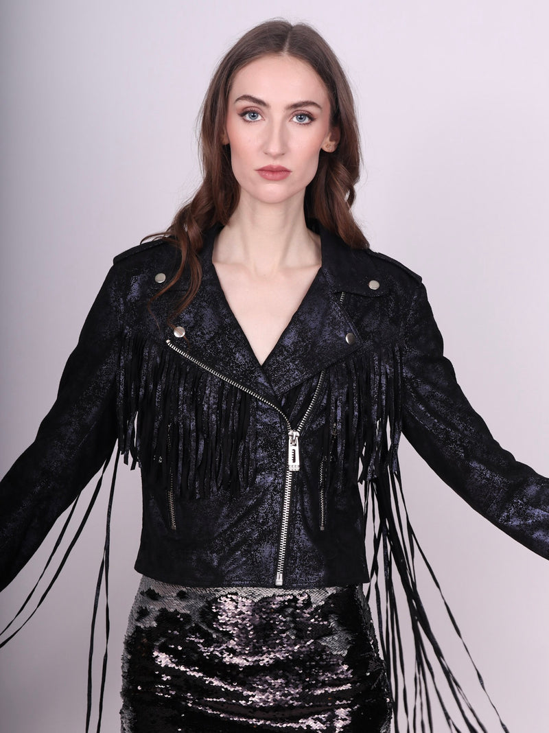 Any Old Iron Super Starstruck Fringe Moto Jacket