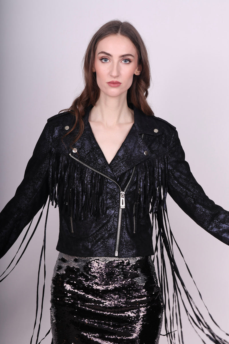 Any Old Iron Super Starstruck Fringe Moto Jacket