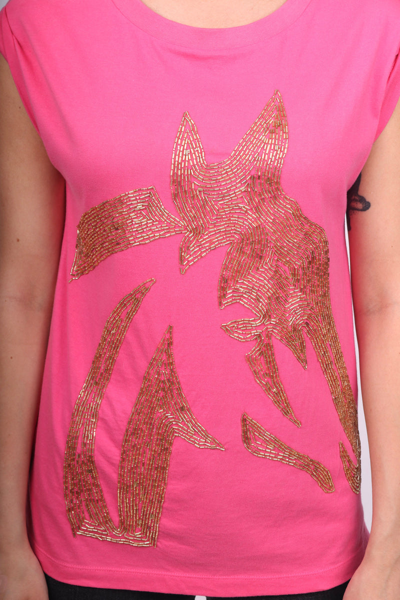 Any Old Iron Pink Horse Head T-Shirt