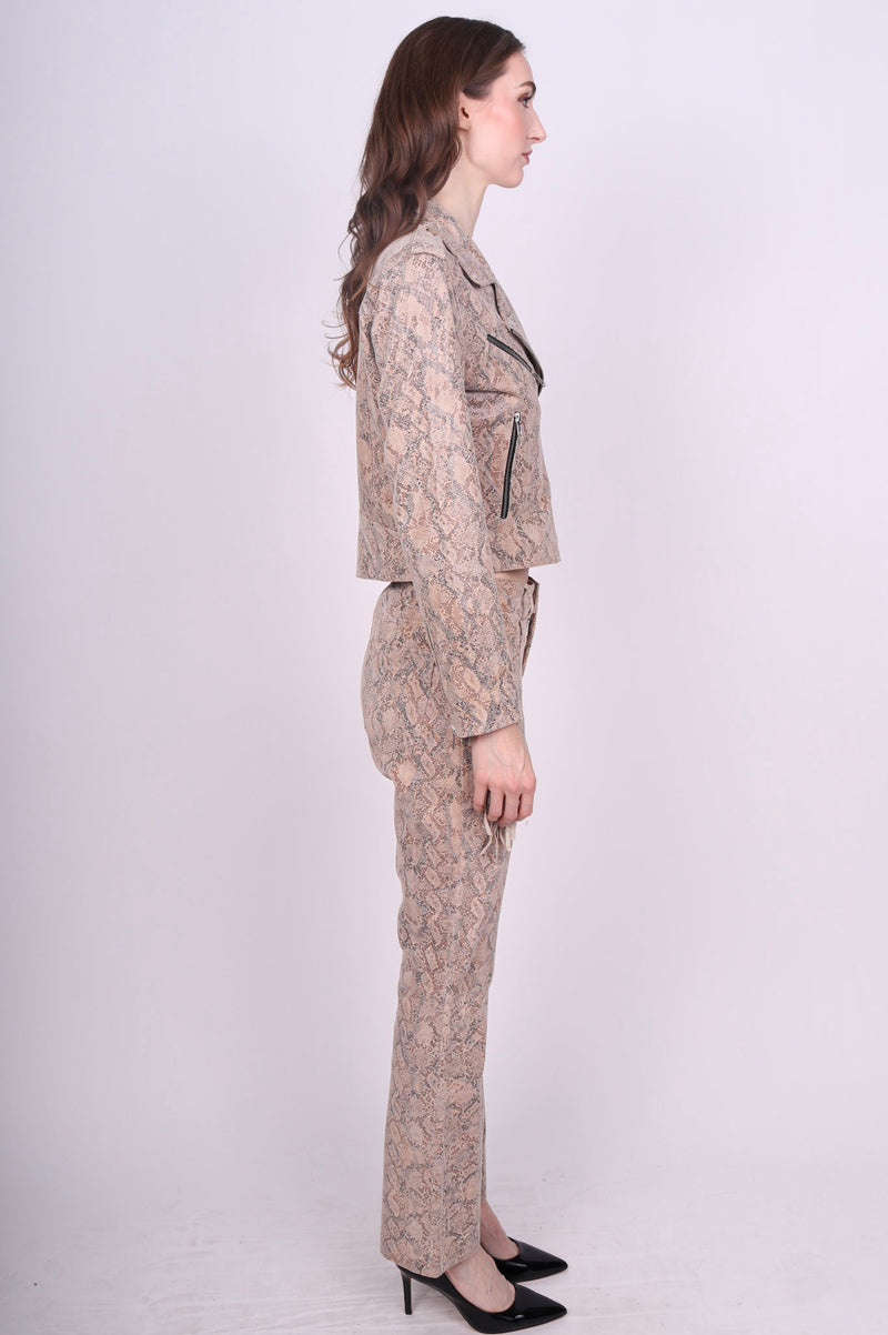 Any Old Iron Cream Snake Moto Jacket