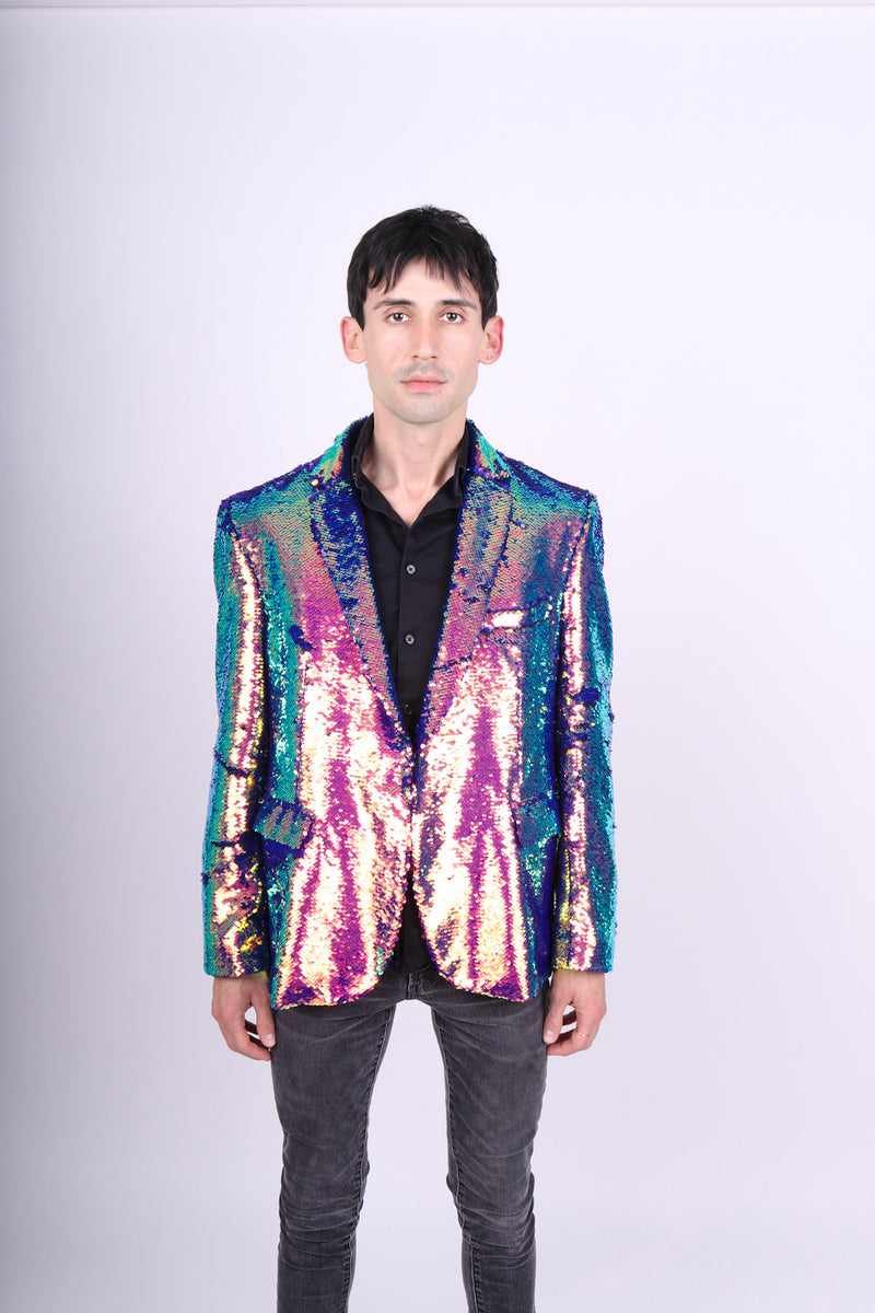 Any Old Iron Men's Oil Slick Sequin Jacket