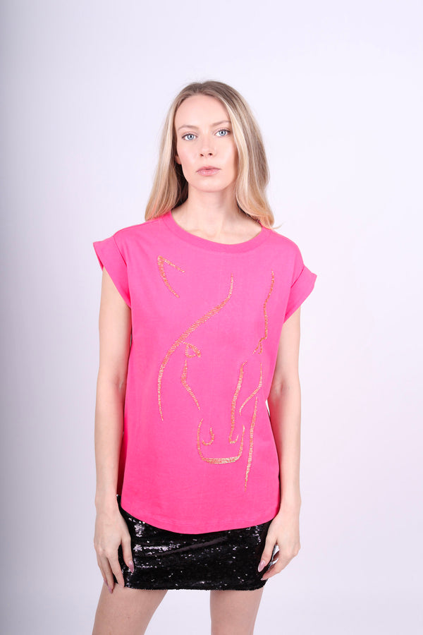 Any Old Iron Pink Horse Face T-Shirt
