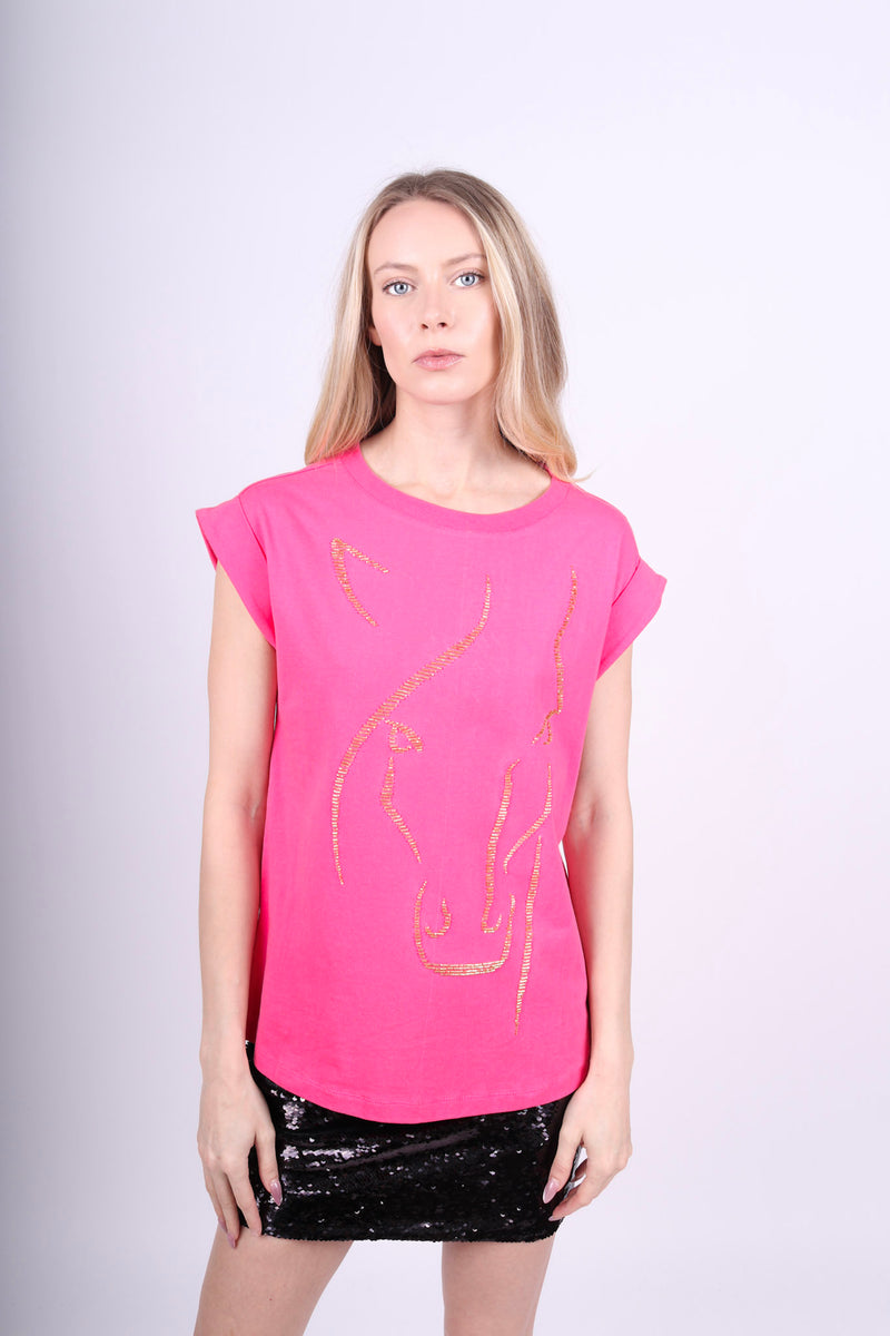 Any Old Iron Pink Horse Face T-Shirt