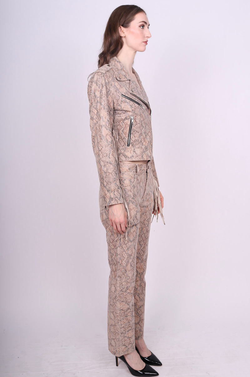 Any Old Iron Cream Snake Moto Jacket