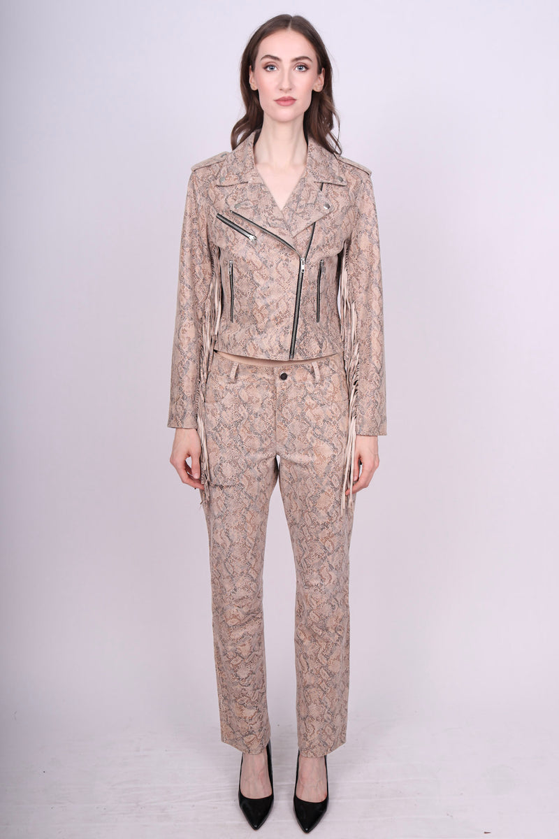 Any Old Iron Cream Snake Moto Jacket