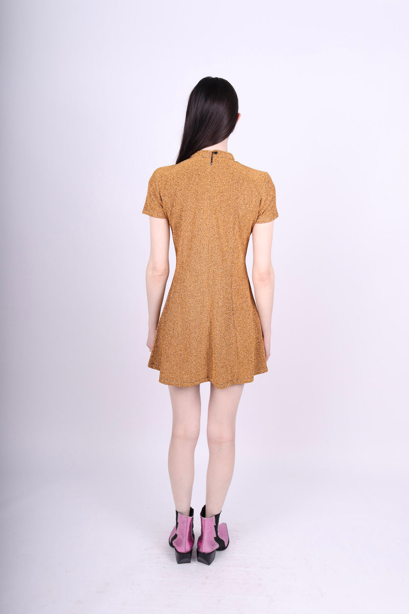 Any Old Iron Gold Shiny Short Dress