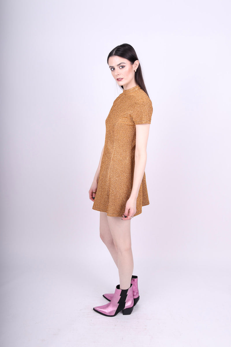 Any Old Iron Gold Shiny Short Dress