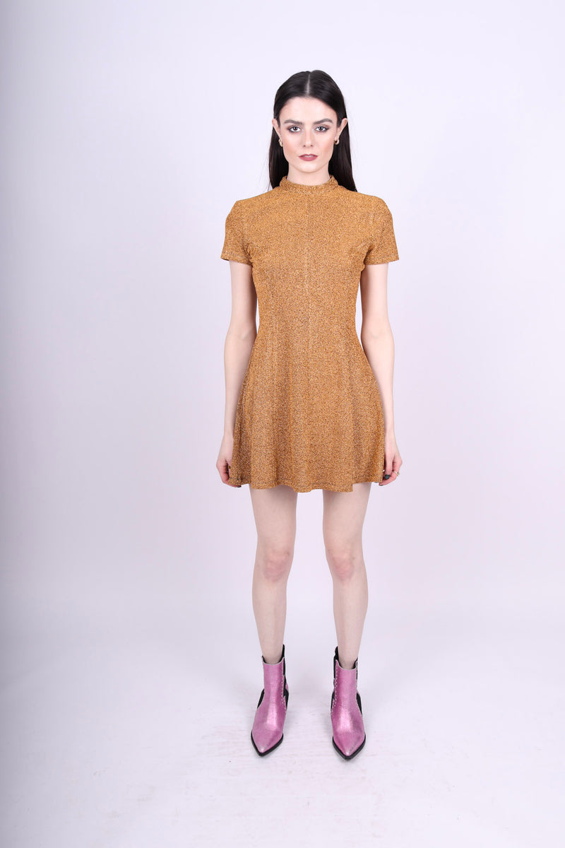 Any Old Iron Gold Shiny Short Dress