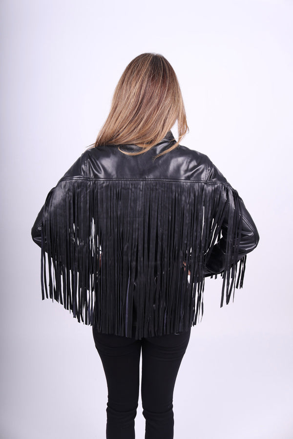 Any Old Iron Black Leather Fringe Shirt