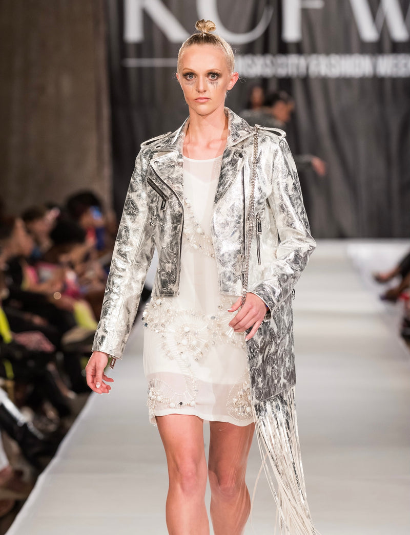 Any Old Iron Engraved Silver Moto Jacket