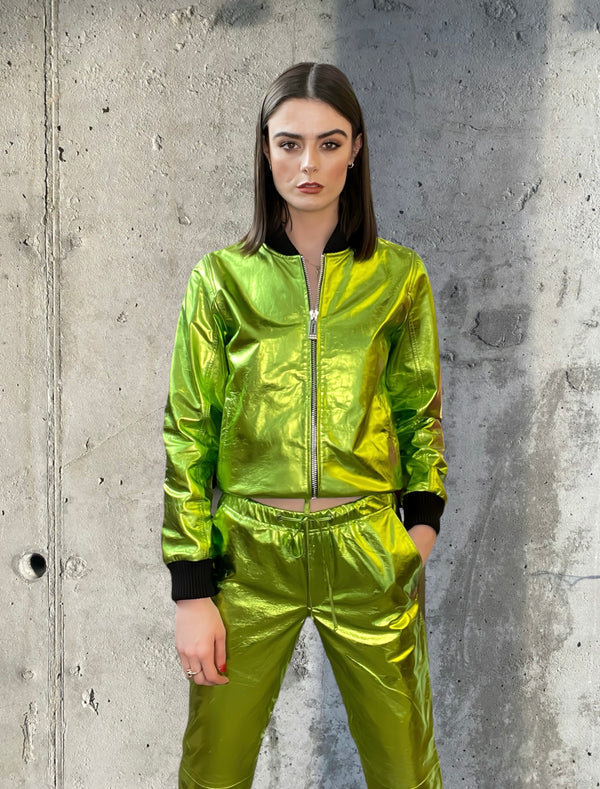 Any Old Iron Green Metal Joggers