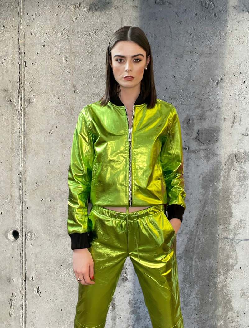 Any Old Iron Green Metal Joggers
