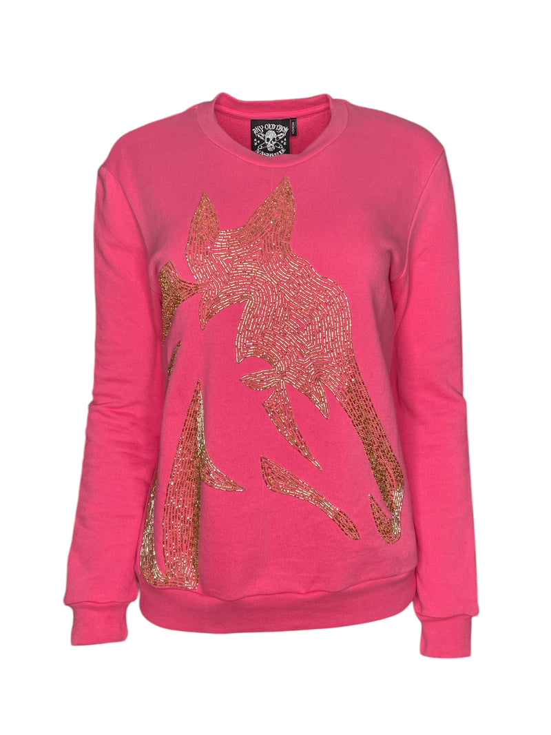 Any Old Iron Pink Horse Head Sweatshirt