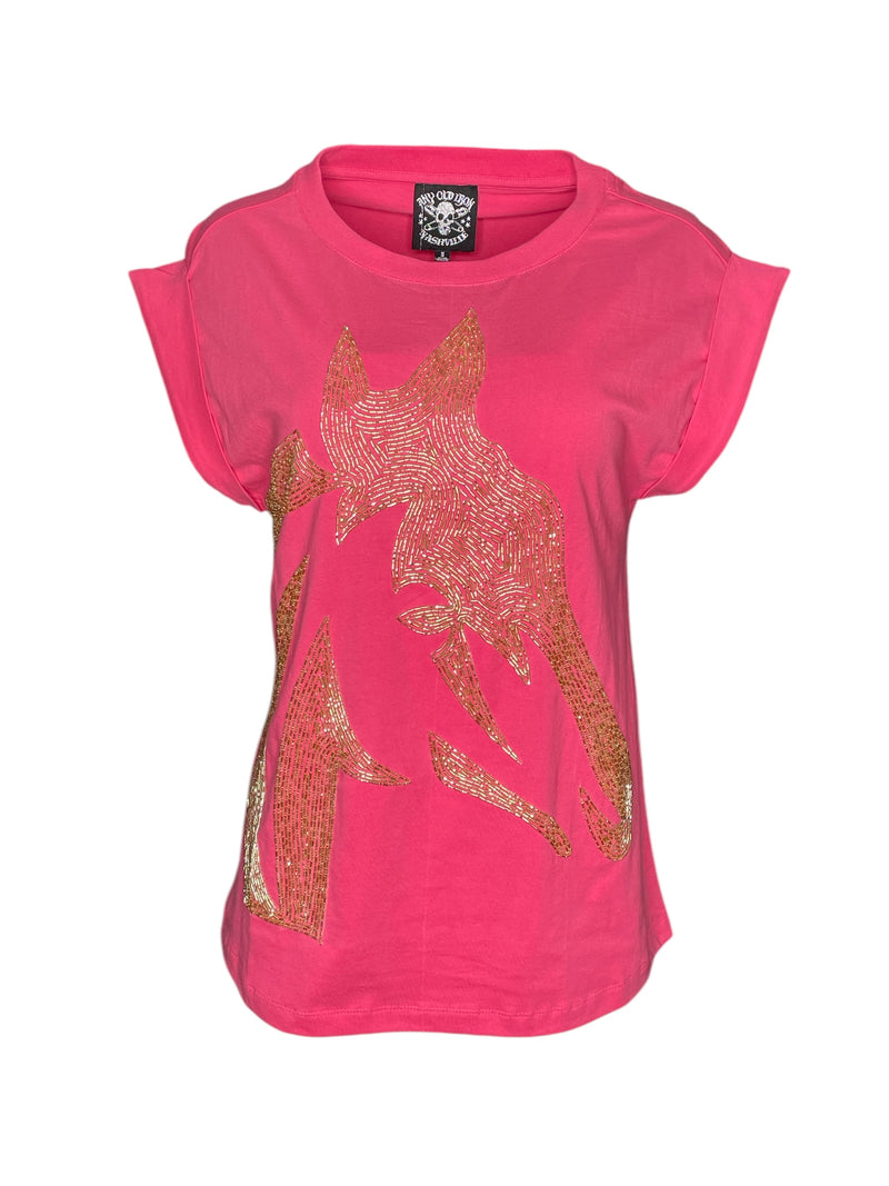 Any Old Iron Pink Horse Head T-Shirt