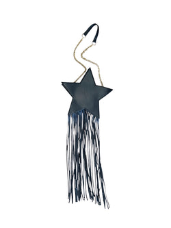 Any Old Iron Black & Gold Star Fringe Bag