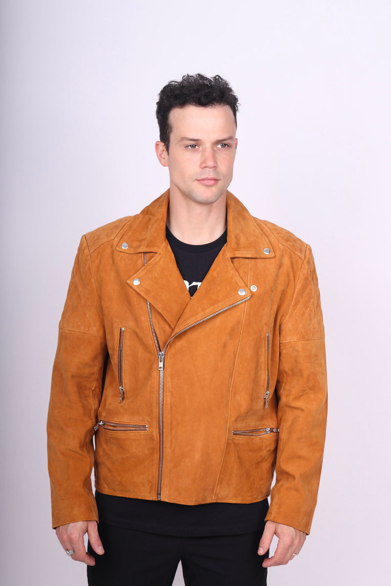 Any Old Iron Men's Suede Moto Jacket