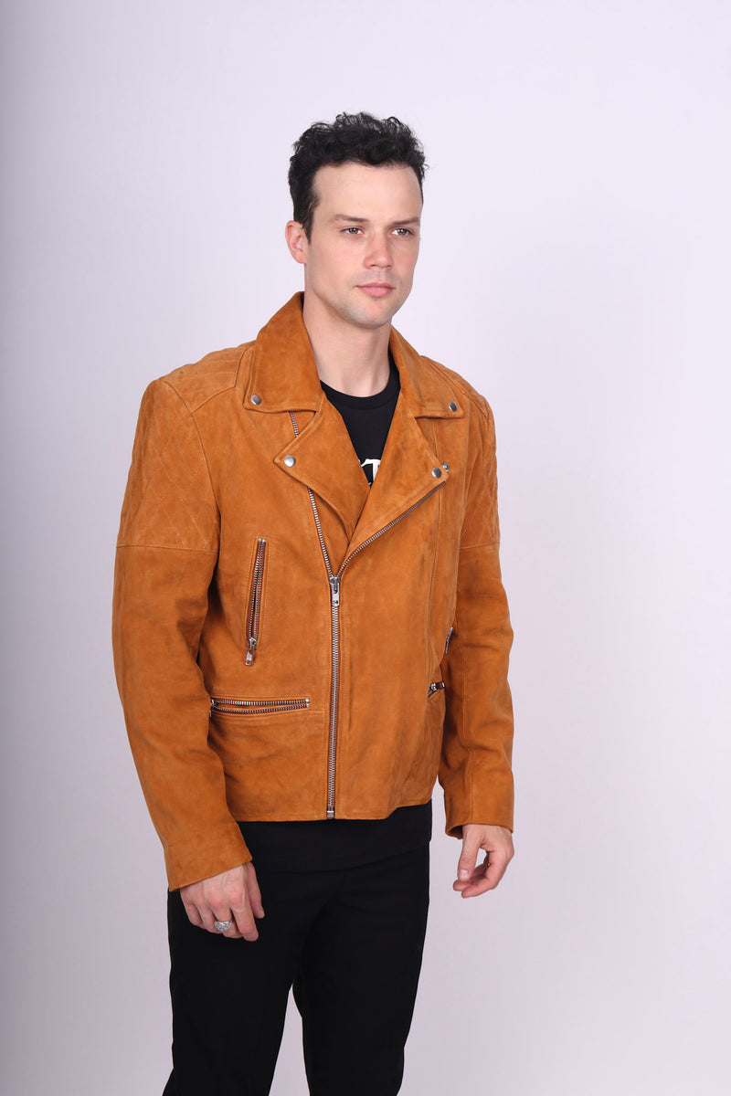 Any Old Iron Men's Suede Moto Jacket