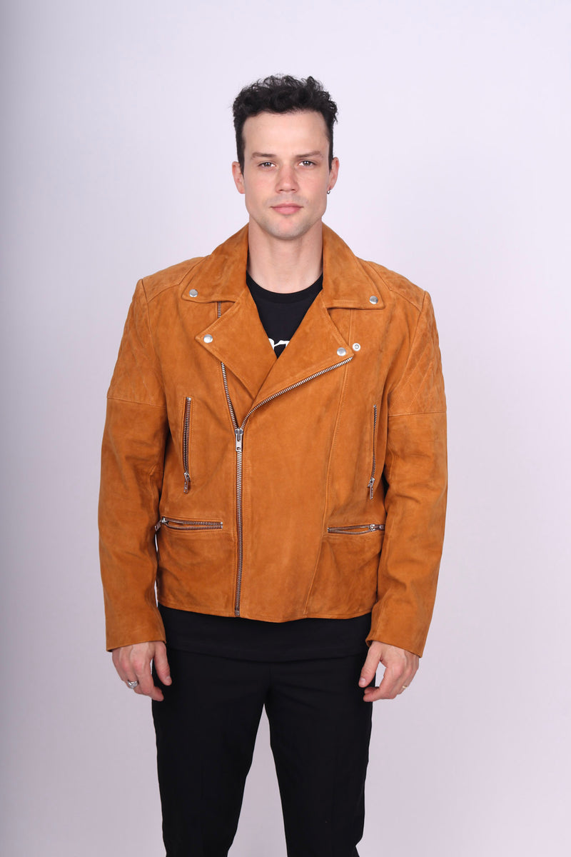Any Old Iron Men's Suede Moto Jacket