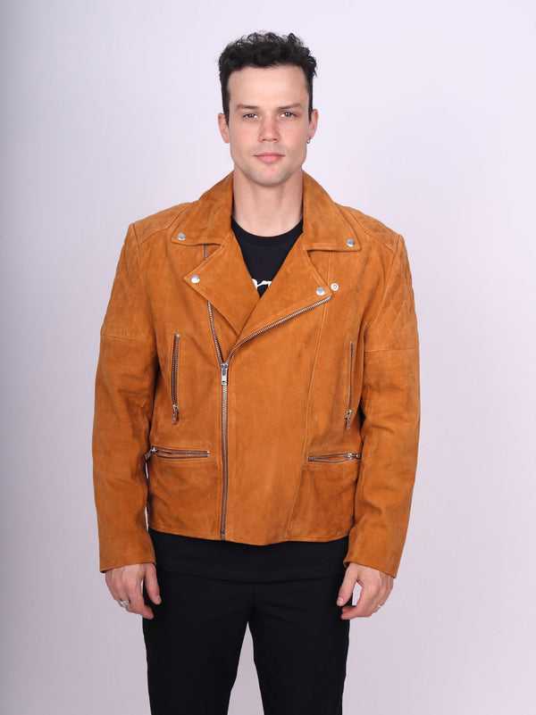 Any Old Iron Men's Suede Moto Jacket