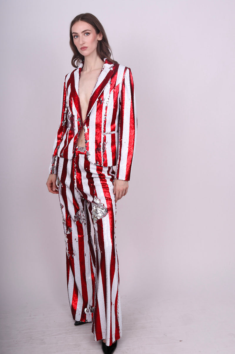 Any Old Iron Red Stripped Suit