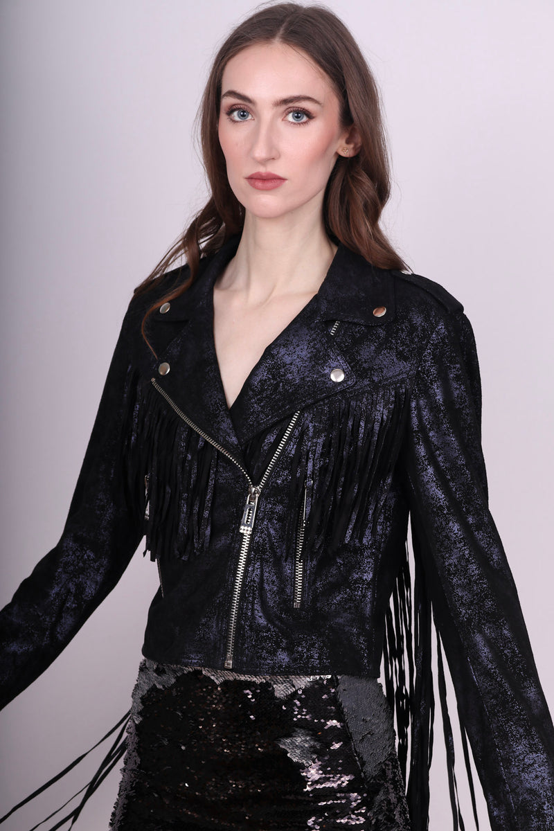 Any Old Iron Super Starstruck Fringe Moto Jacket
