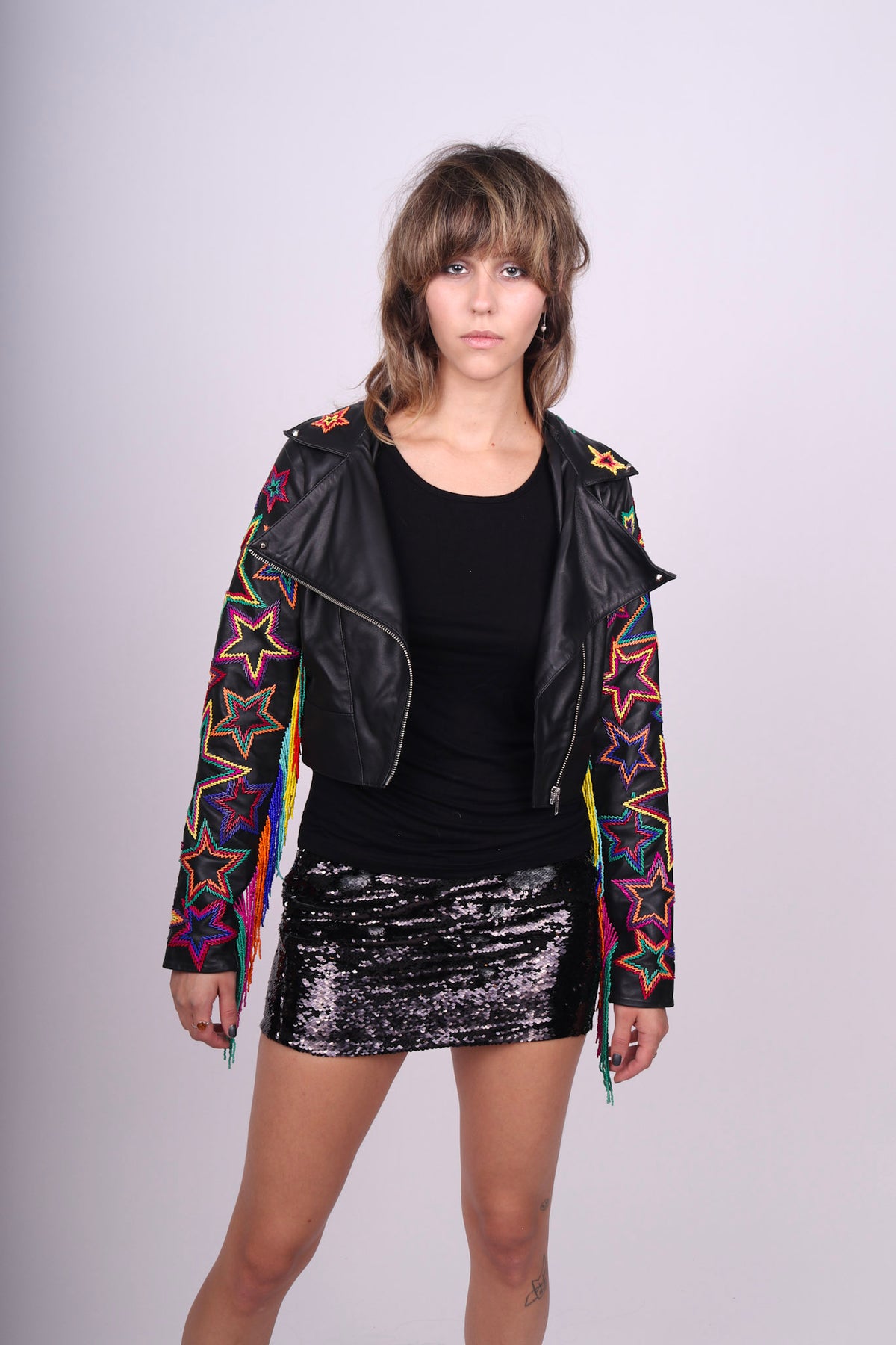 ジャケット・アウター PASTING LIKE SYNTHETIC LEATHER JACKET UGFashions Men's Silver Shiny Brando Motorcycle Belted Biker