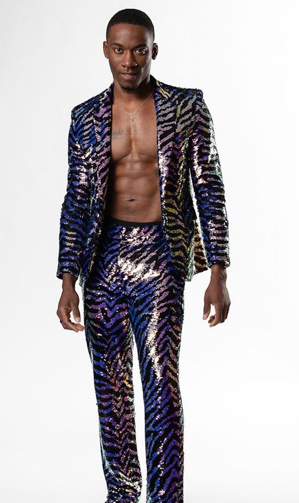 Any Old Iron Oil Slick Zebra Mens Suit