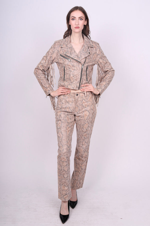Any Old Iron Cream Snake Leather Trousers
