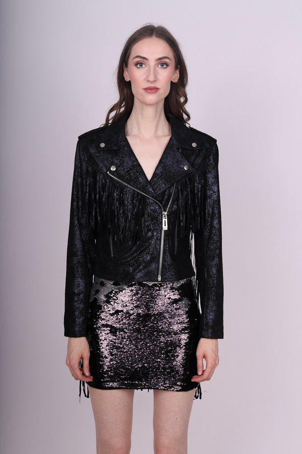 Any Old Iron Super Starstruck Fringe Moto Jacket