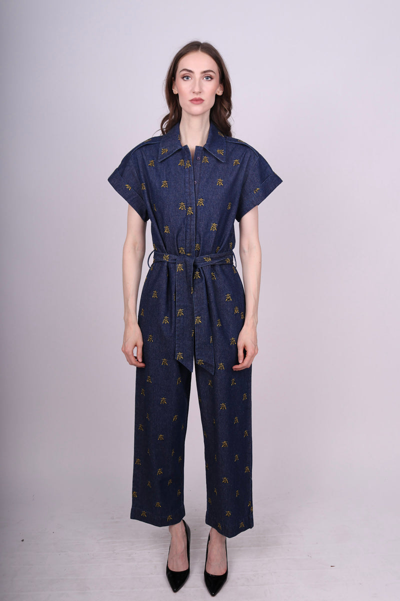 Any Old Iron Wasp Denim Jumpsuit