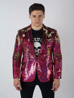 Any Old Iron Pink Hologram Mens Sequin Jacket