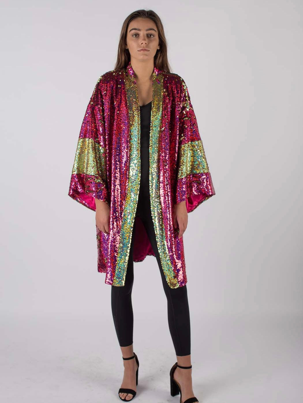 ⑥asaki  様 ♡anemone♡gray Any Old Iron Hologram Sequin Kimono