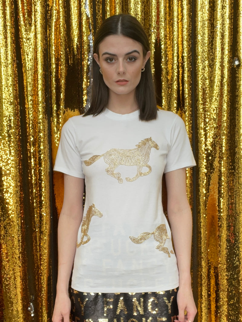 Any Old Iron White Horsey Horsey T-Shirt
