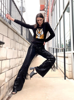 Any Old Iron Black Fringe Trousers