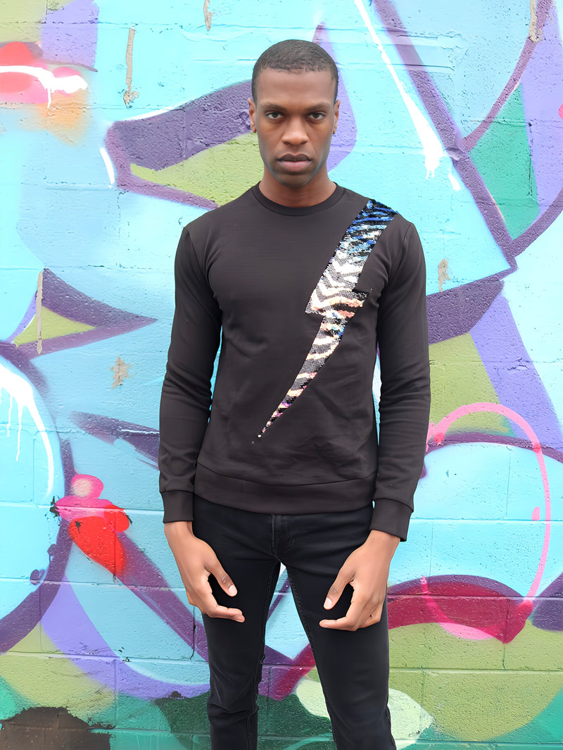 Any Old Iron Men's Zebra Stripe Lightning Sweatshirt