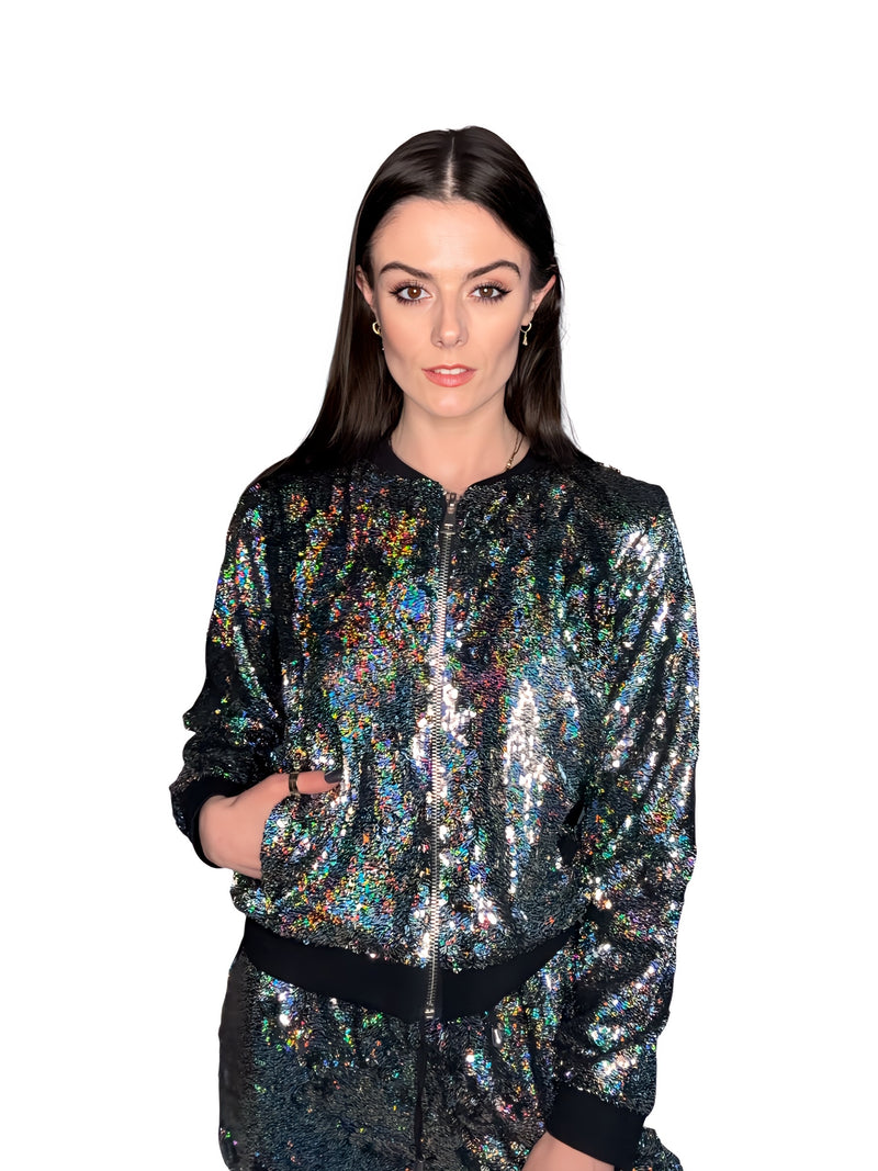 Any Old Iron Rainbow Glitter 4Ever Bomber Jacket