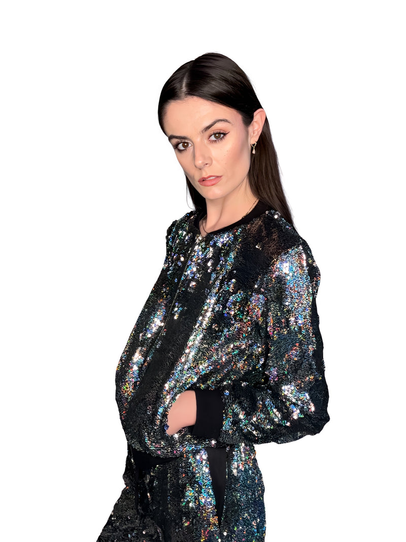 Any Old Iron Rainbow Glitter 4Ever Bomber Jacket