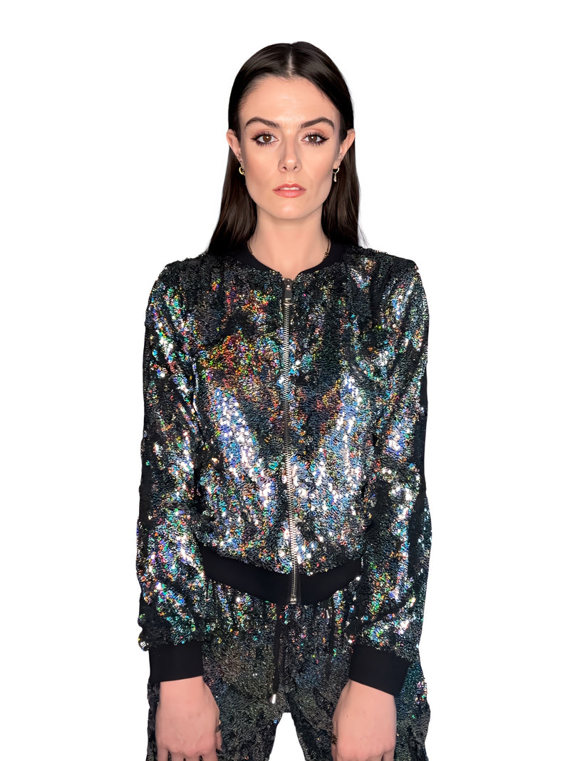 Any Old Iron Rainbow Glitter 4Ever Bomber Jacket