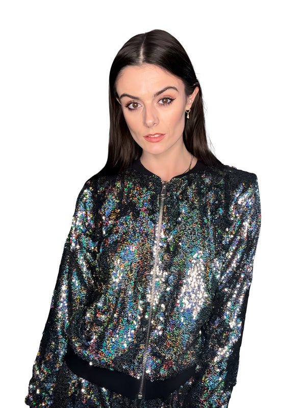 Any Old Iron Rainbow Glitter 4Ever Bomber Jacket
