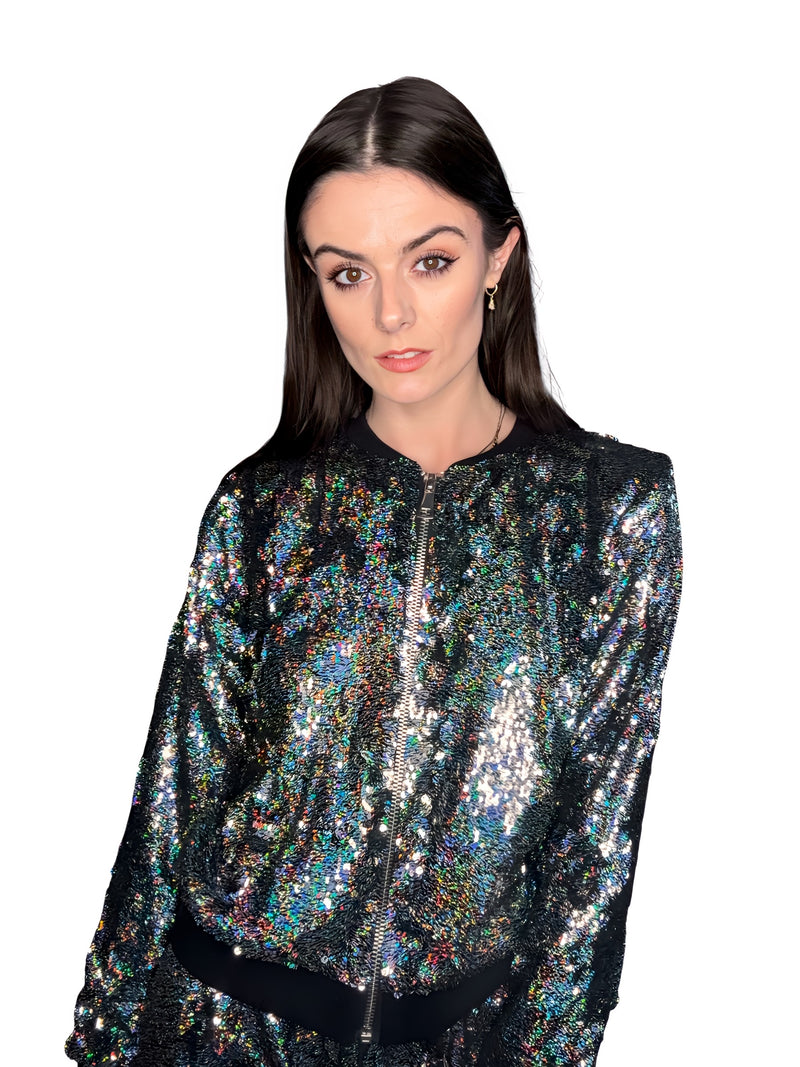 Any Old Iron Rainbow Glitter 4Ever Bomber Jacket