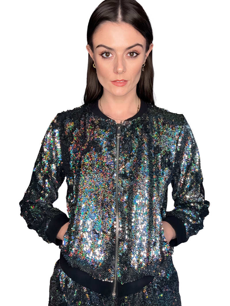 Any Old Iron Rainbow Glitter 4Ever Bomber Jacket