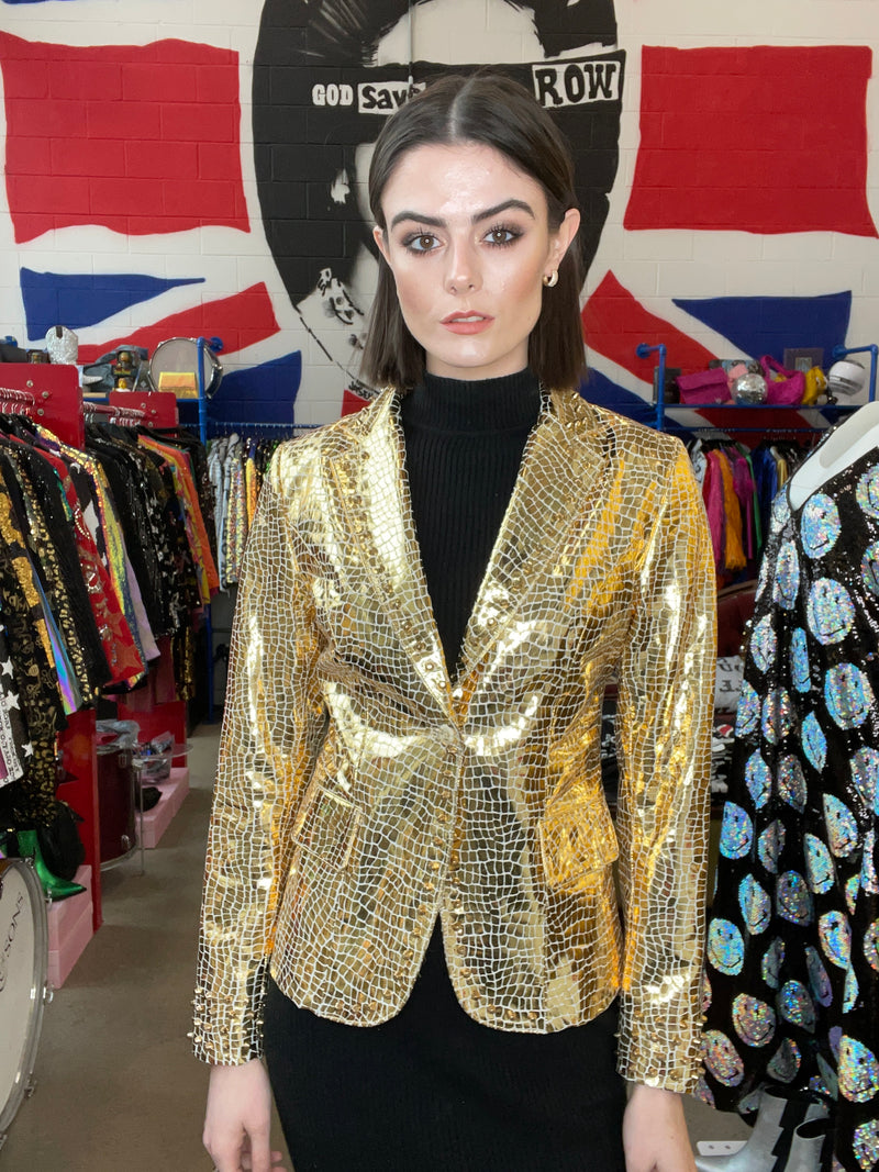 Any Old Iron Gold Snake Blazer Jacket