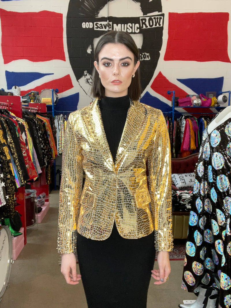 Any Old Iron Gold Snake Blazer Jacket