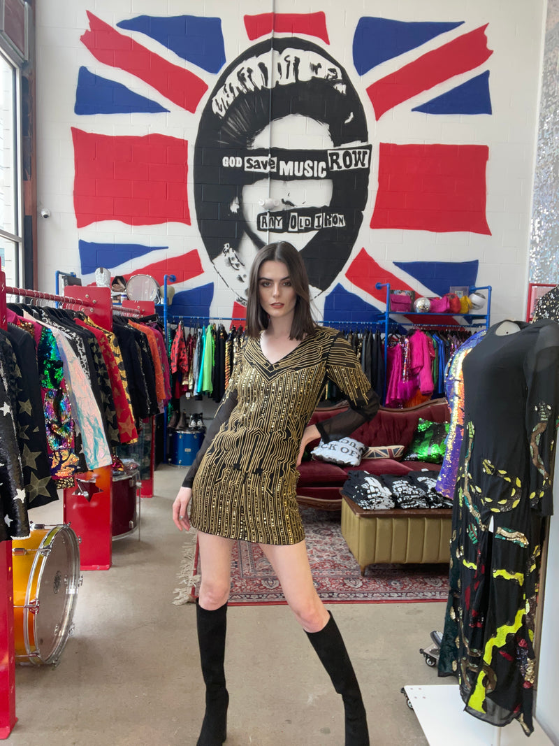 Any Old Iron Gold Short Circuit Dress