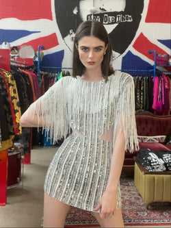 Any Old Iron White Fringe Dress
