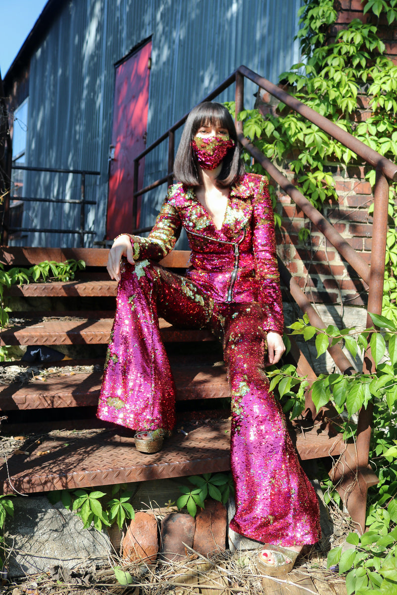 Any Old Iron Pink Hologram Moto Jacket