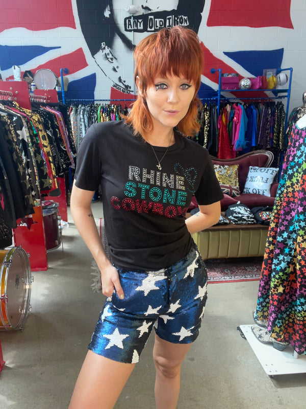 Any Old Iron Blue Sparkle Star Shorts